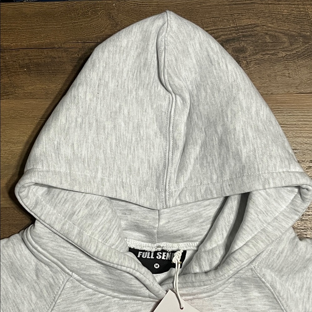 Full Send Women's Gray and Orange Flame Sequin Cropped Hoodie - Picture 3 of 5